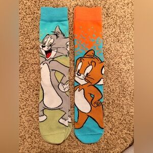 Cartoon Character Socks in Orange and Gray-2 Pair Tom and Jerry